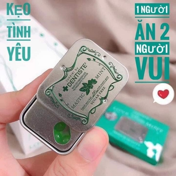 Thành phần trong 1 kẹo bạc hà bj: Tinh dầu bạc hà, Dầu mastic, Dầu bạc hà