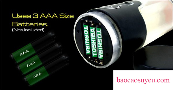 Sử dụng pin AAA giúp cốc thủ dâm silicone dễ kết nối với nguồn điện giúp chàng giải tỏa sinh lý mọi lúc 