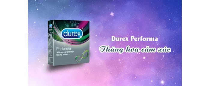 Bao Cao Su Durex Performa chứa loại một gel bôi trơn đặc biệt là Benzocaine