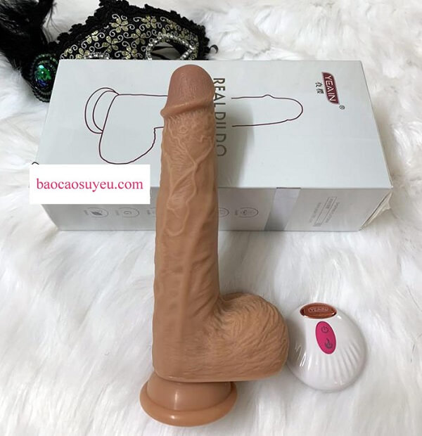 Dương vật giả có đế Real Dildo rung, thụt, phát nhiệt điều khiển từ xa