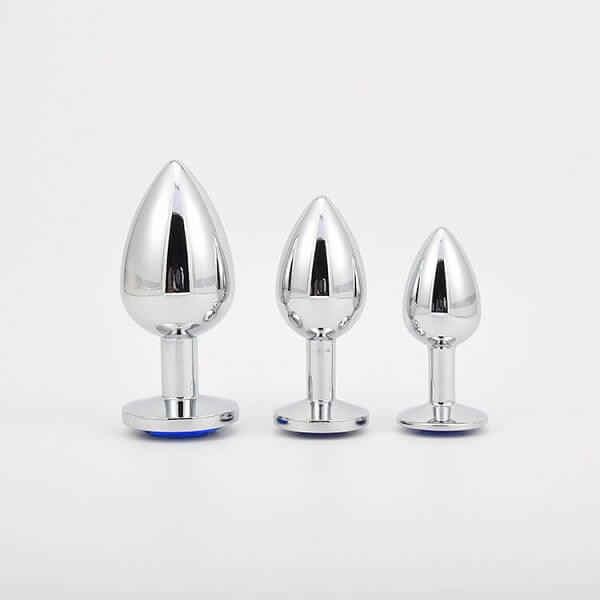 Phích cắm hậu môn Inox đính đá đế tròn cao cấp