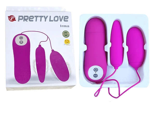 Sextoy trứng rung 2 đầu mềm mịn Prettylove Irma thiết kế với 12 chế độ rung giật cực mạnh cung cấp cho người dùng những đợt kích thích của "sóng tình" trực tiếp