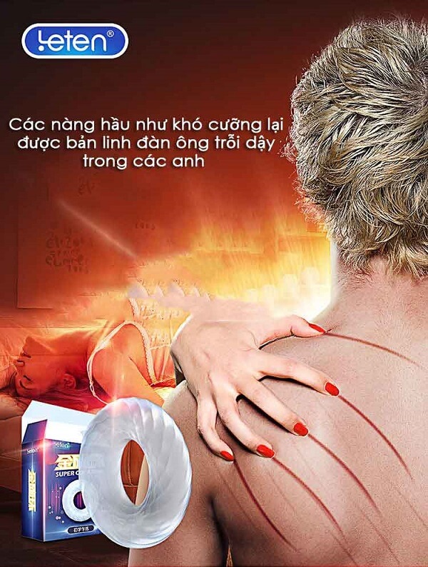 Vòng đeo dương vật Leten Super Cock với chất liệu silicone mềm mại và dẻo dai