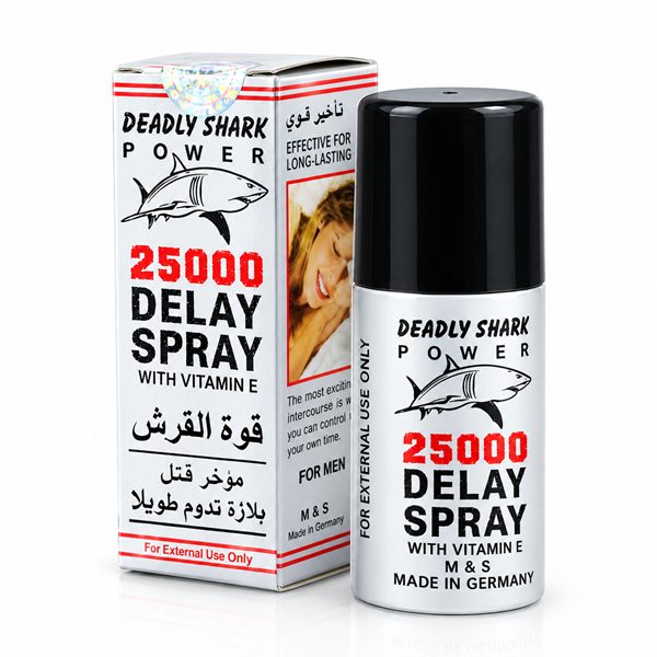 Chai xịt chống xuất tinh sớm Deadly Shark 25000 Delay Spray for Men là sản phẩm được nhập khẩu từ Đức Chai xịt chống xuất tinh sớm Deadly Shark 25000 Delay Spray for Men là sản phẩm được nhập khẩu từ Đức